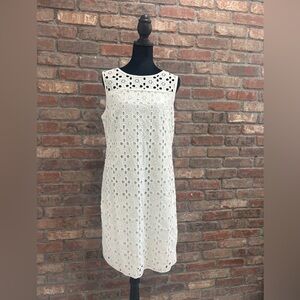 Donna Ricco White Eyelet, lace Midi Dress in size 12.